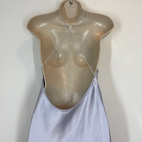 Zara Satin Slip Dress Spaghetti Straps Midi Blue Gray Size Medium - Picture 6 of 11